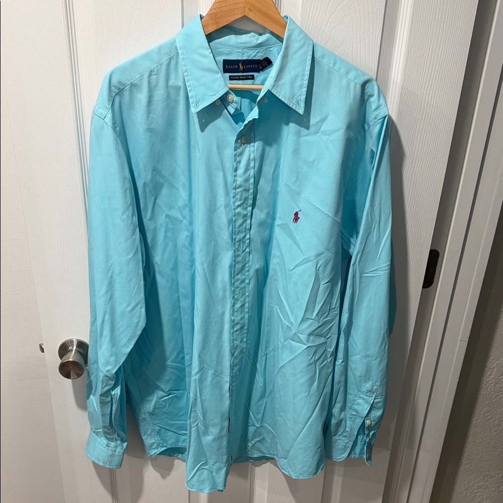 Polo by Ralph Lauren Men's Aqua Button Down Shirt